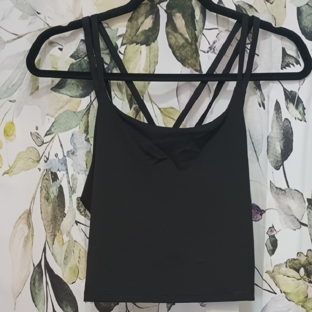 NWT Black Strappy Women's Slim Crop Top